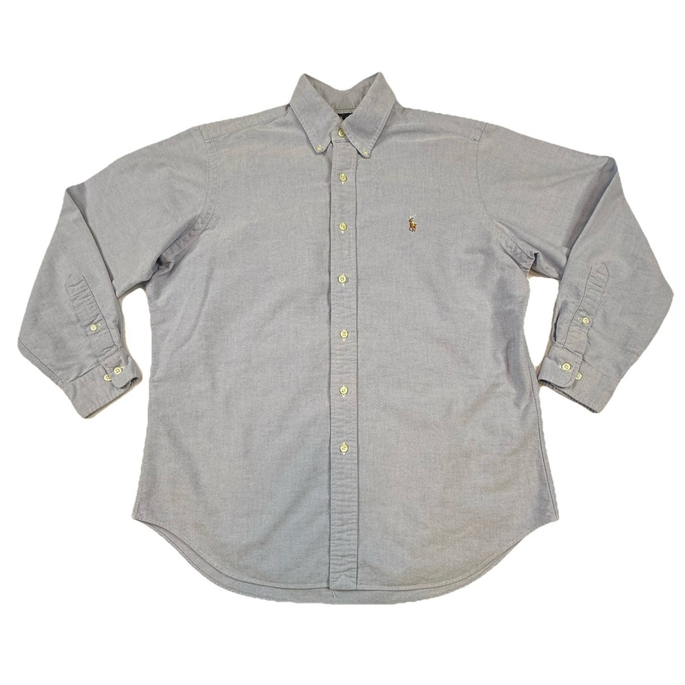 Ralph Lauren Oxford Button Down Shirt Flesh Pony Classic Fit Blue Men's 16 32/33